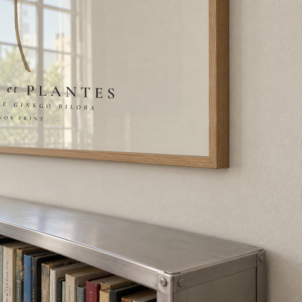 Botanical, Fleurs et plantes -Ginkgo biloba leaf - SQUARE - Framed poster detail