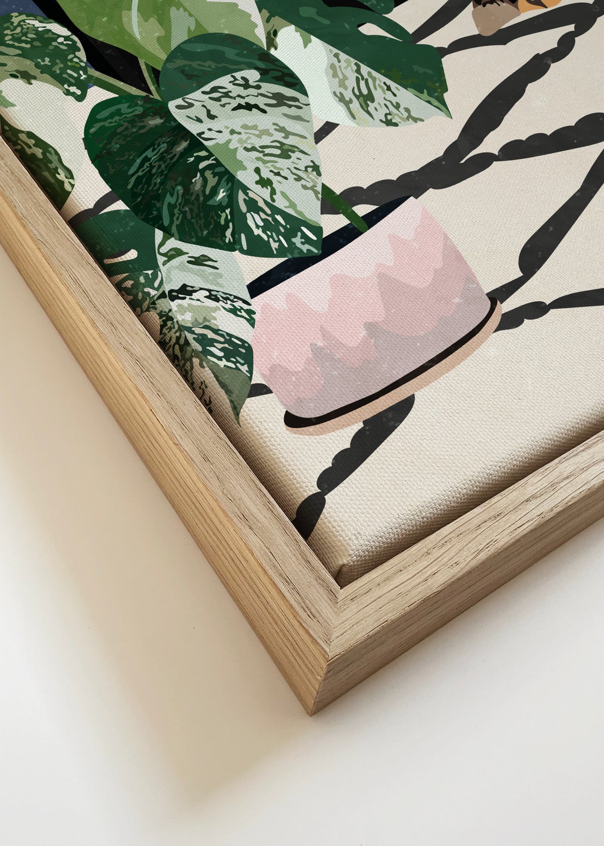Cheetah plays the piano - Framed canvas detail