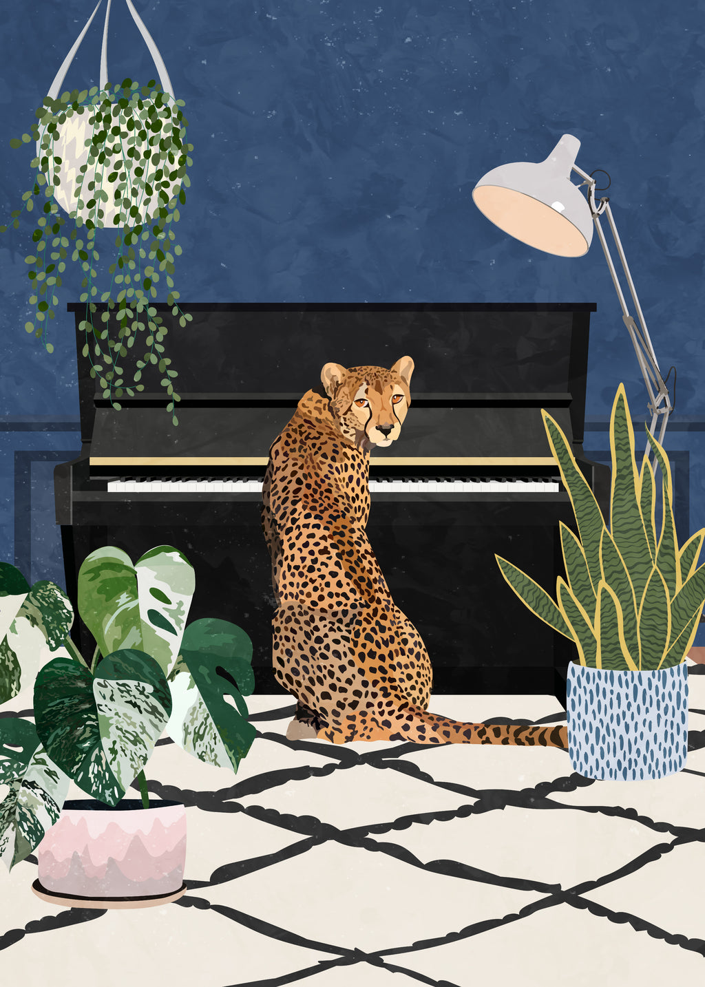 Cheetah plays the piano - Unframed art print