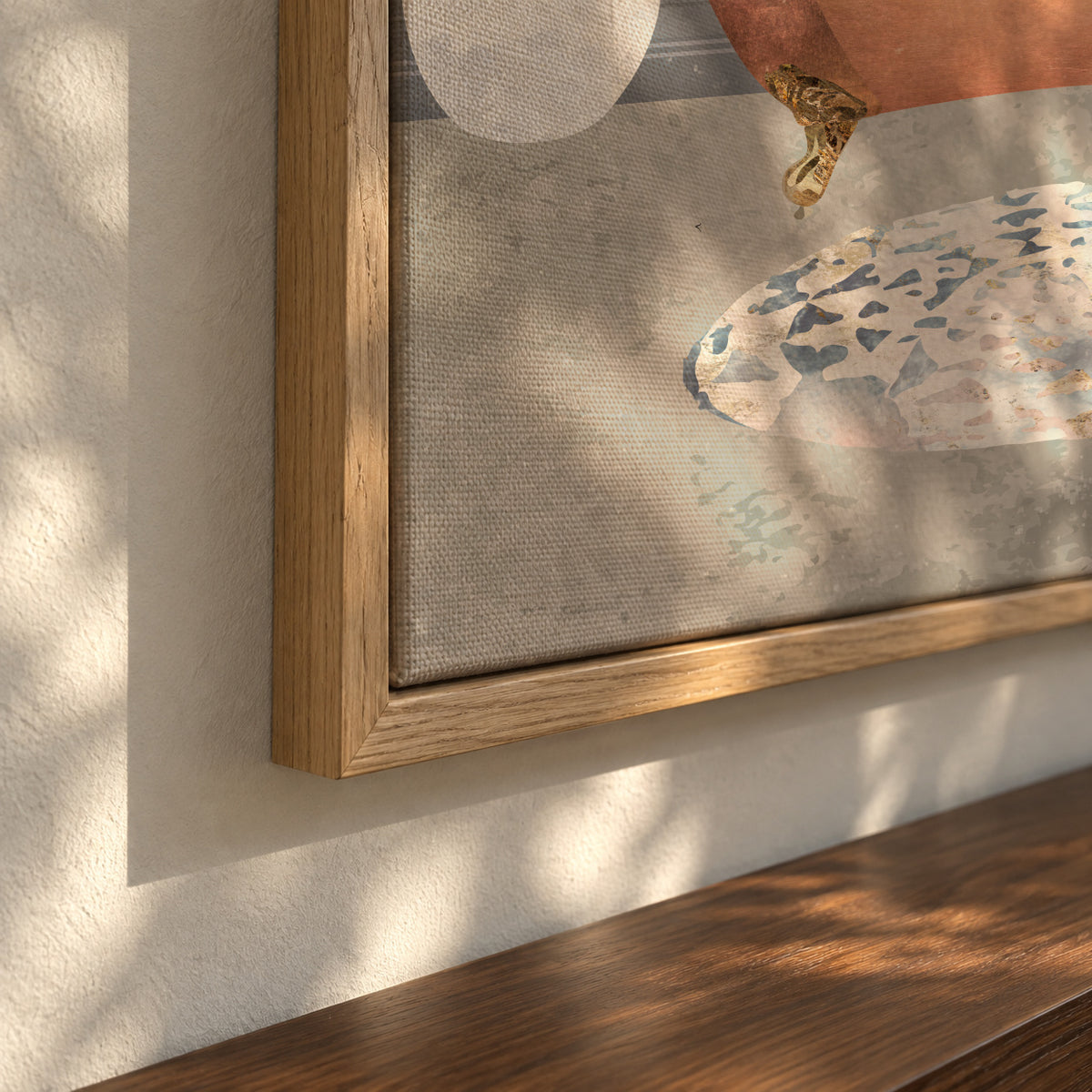 Lux Lion in the copper bath - Framed canvas detail