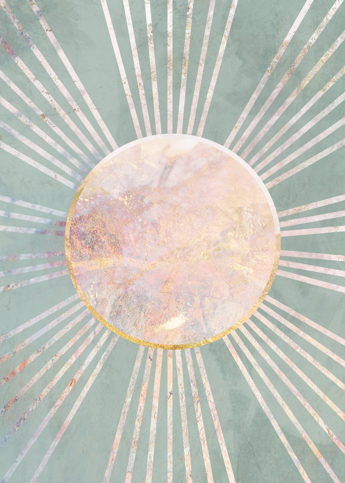 Sage green Boho Sunrise 2 - Obra sin marco