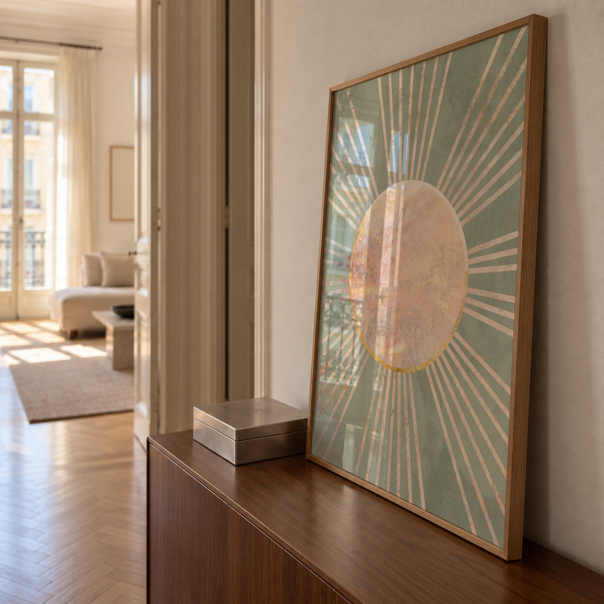 Sage green Boho Sunrise 2 - Poster en ambiente