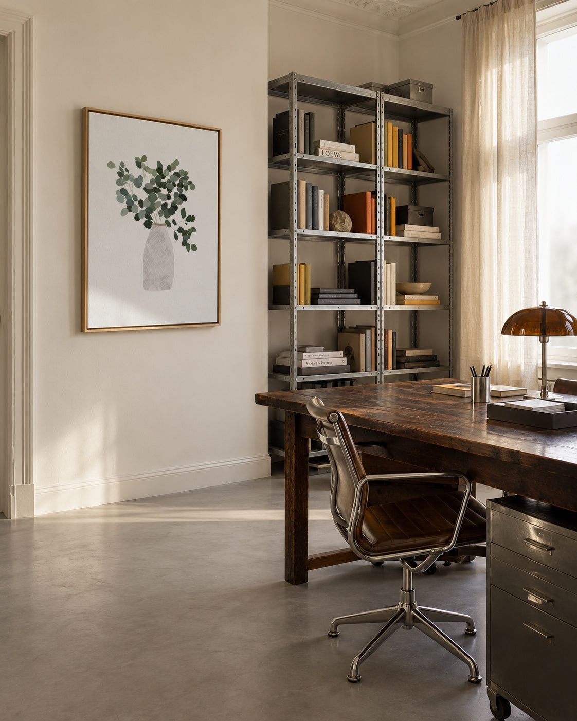Scandi Japandi Houseplant 3 - Framed canvas in an interior
