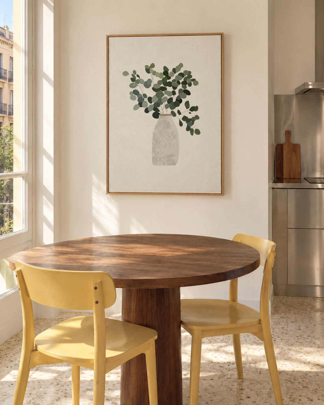 Scandi Japandi Houseplant 3 - Framed canvas in an interior