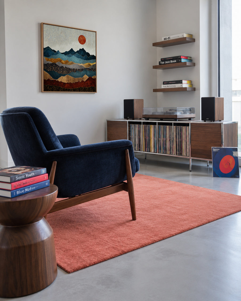 Amber Dusk Square - Framed canvas in an interior