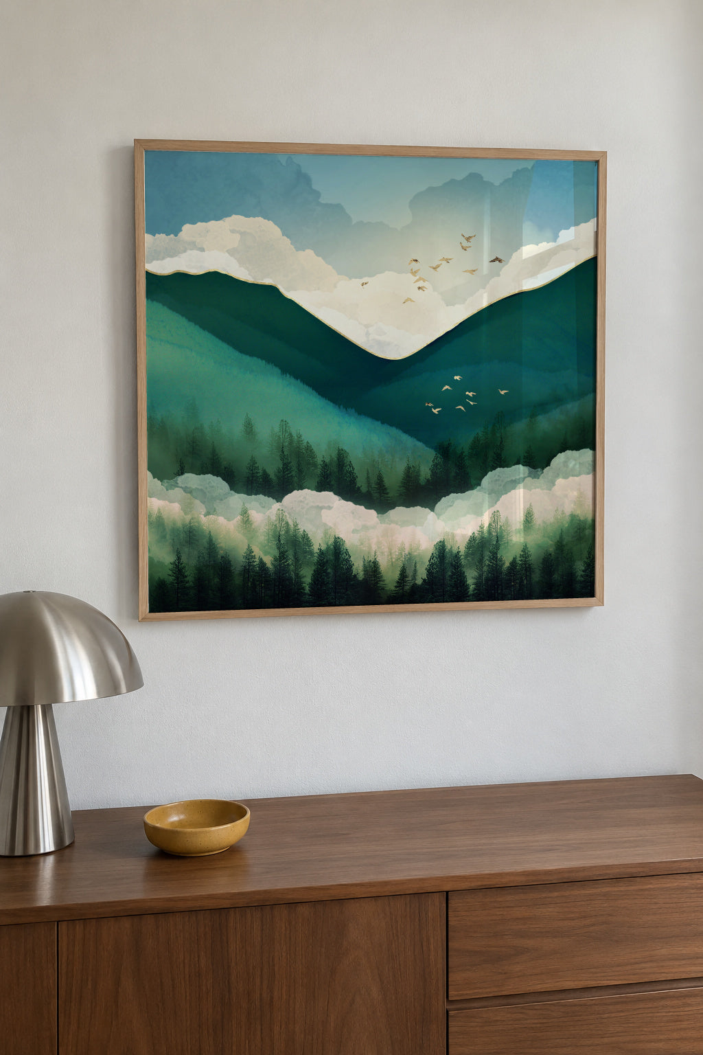 Emerald Hills Square - Framed poster in an interior