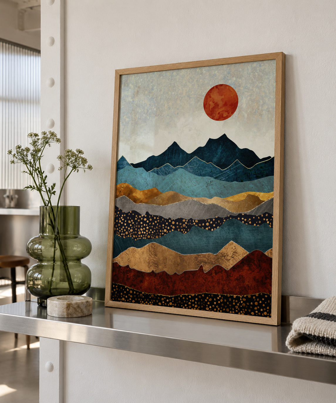Amber Dusk - Framed poster in an interior