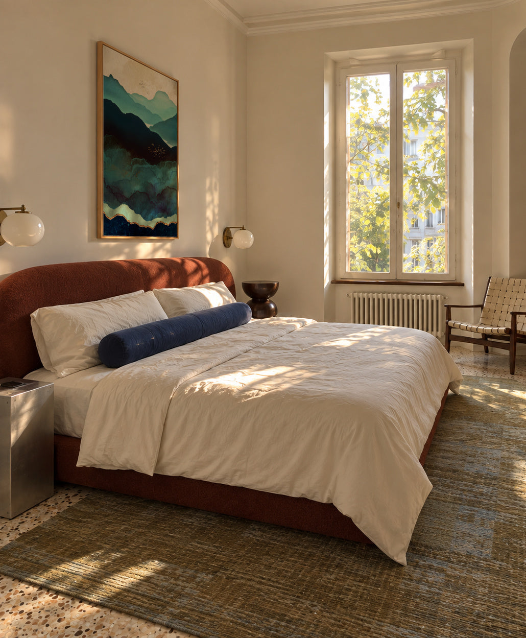 Indigo Mountains - Framed canvas in an interior
