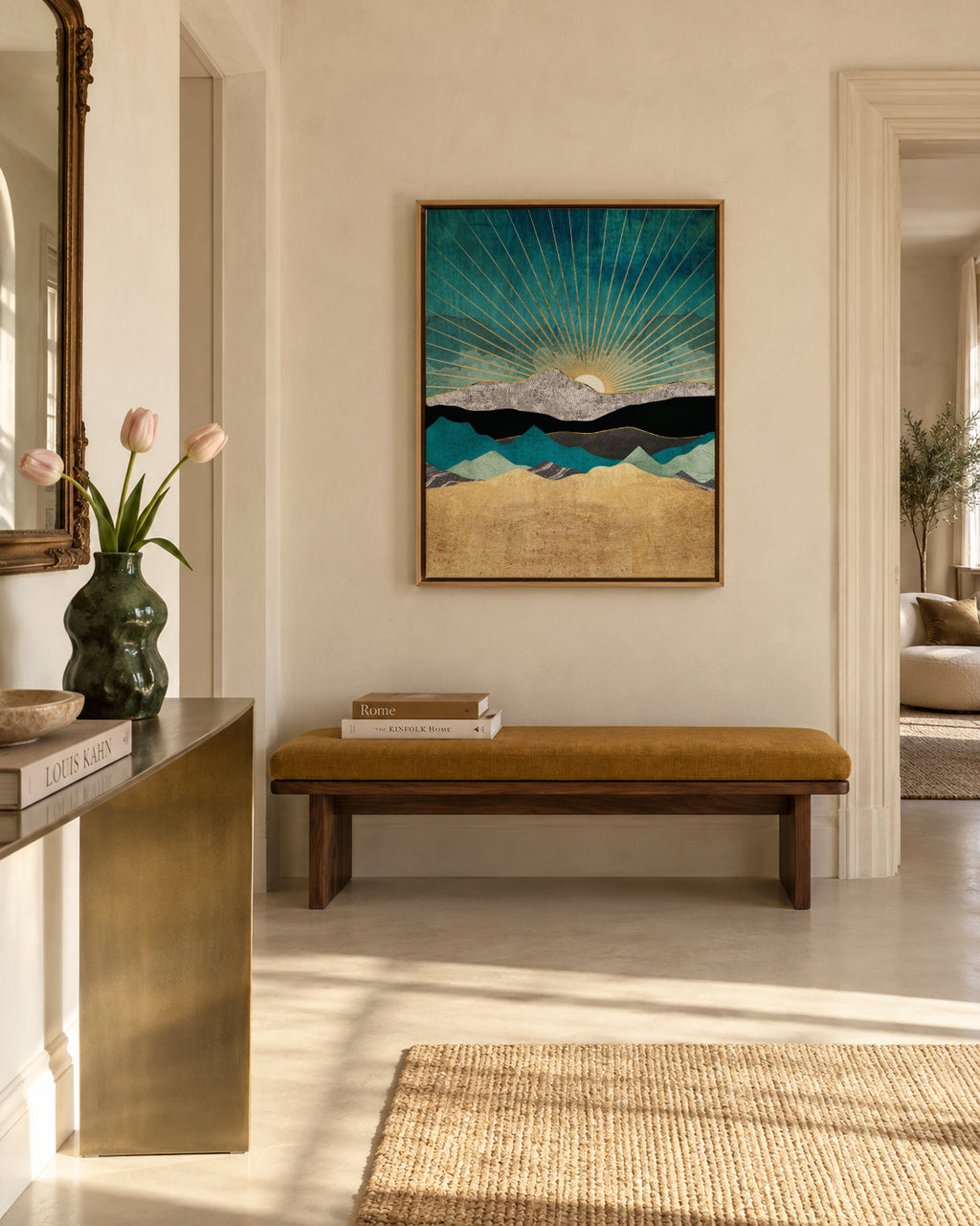 Peacock Vista - Framed canvas in an interior