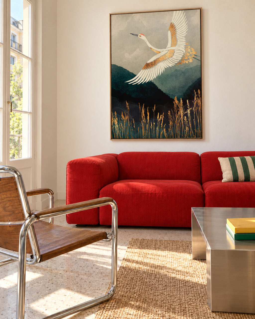Elegant Flight - Framed canvas in an interior