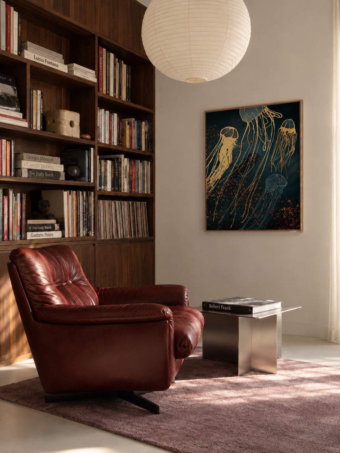 Metallic Jellyfish - Framed canvas in an interior