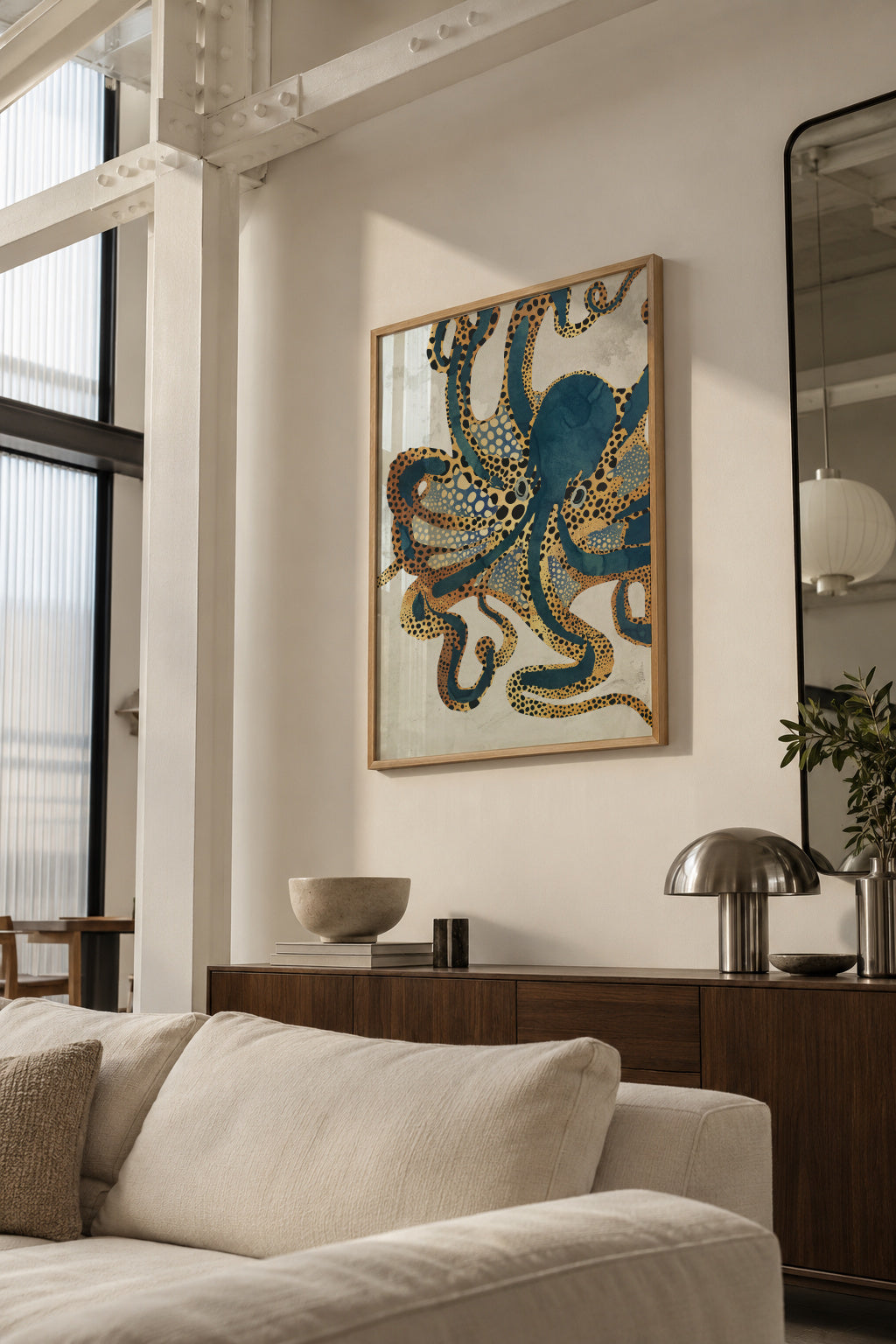 Underwater Dream VI - Framed poster in an interior