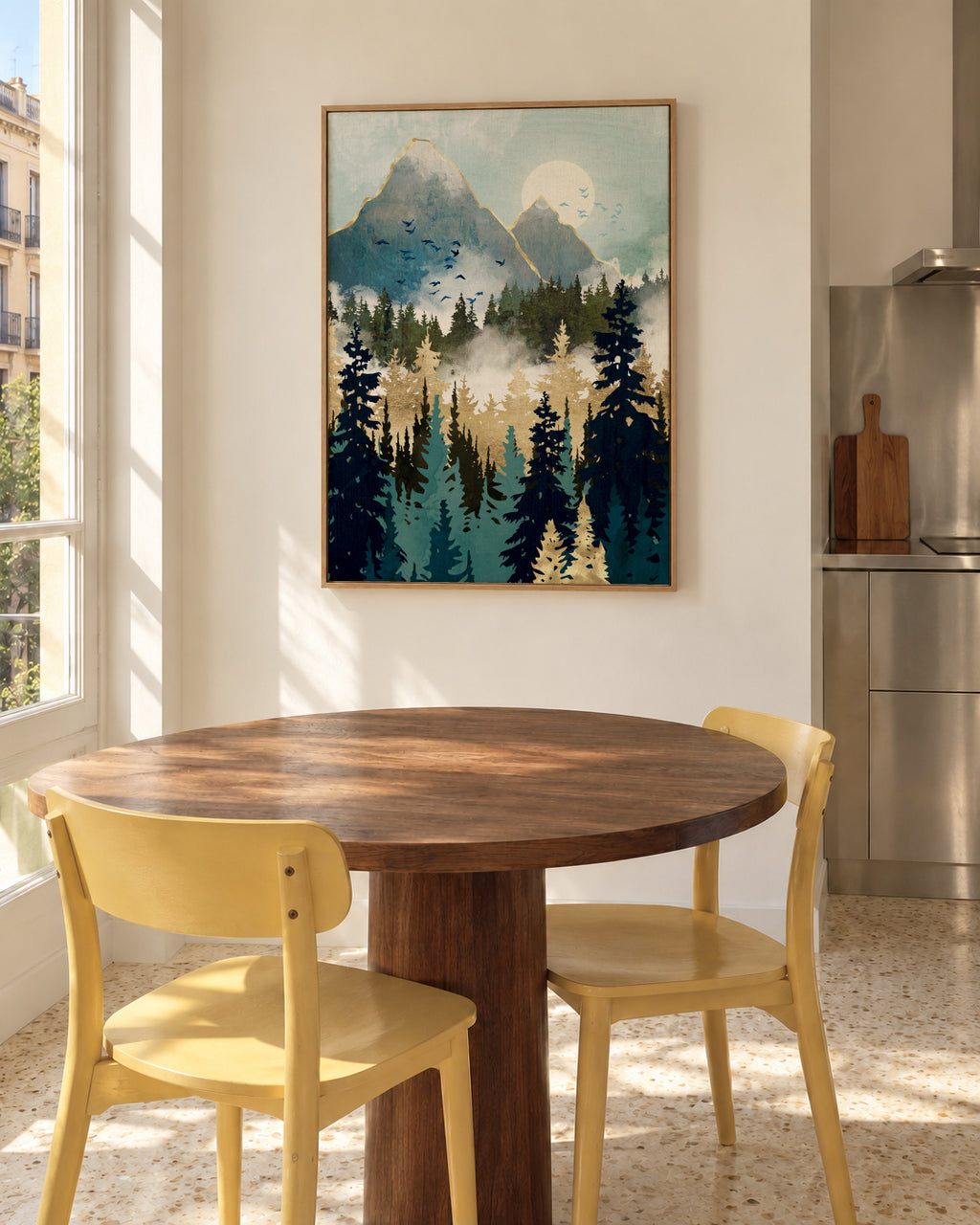Misty Pines - Framed canvas in an interior