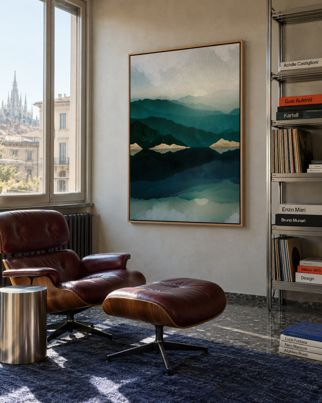 Waters Edge Reflection - Framed canvas in an interior