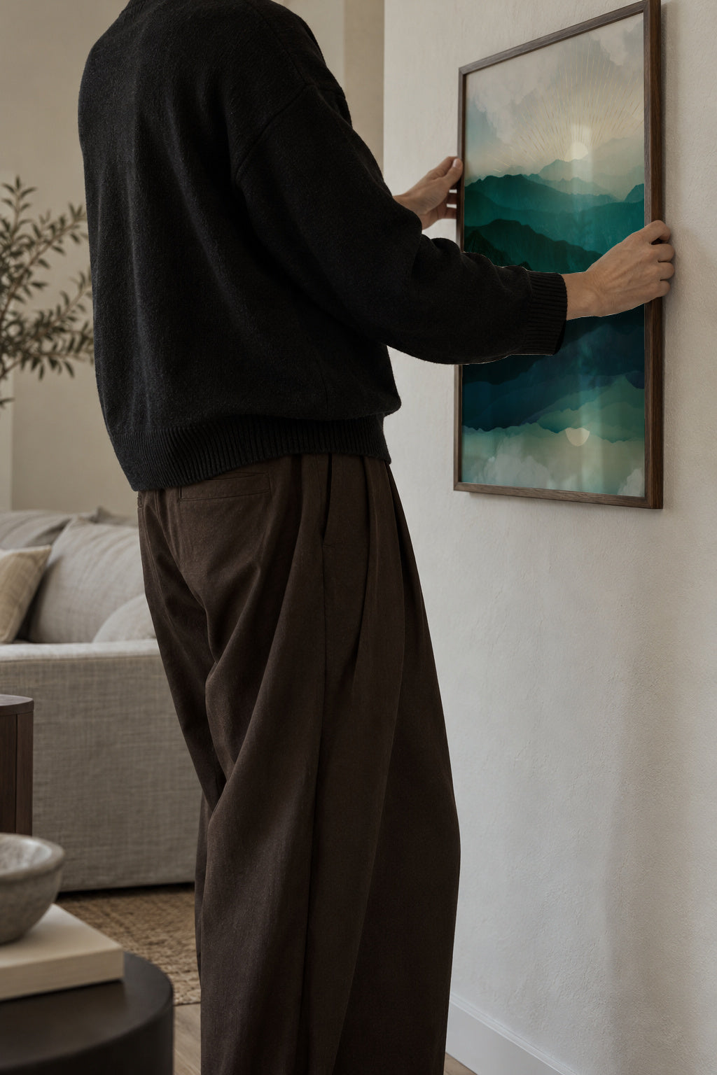 Waters Edge Reflection - Framed poster in an interior