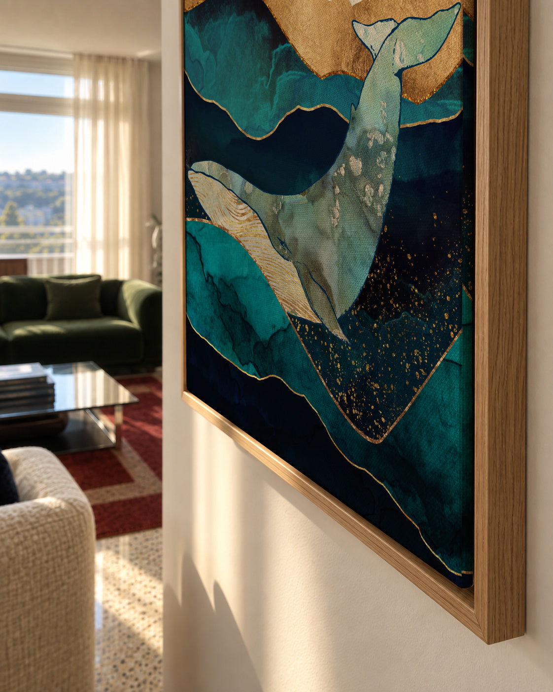 Blue Whale - Framed canvas detail