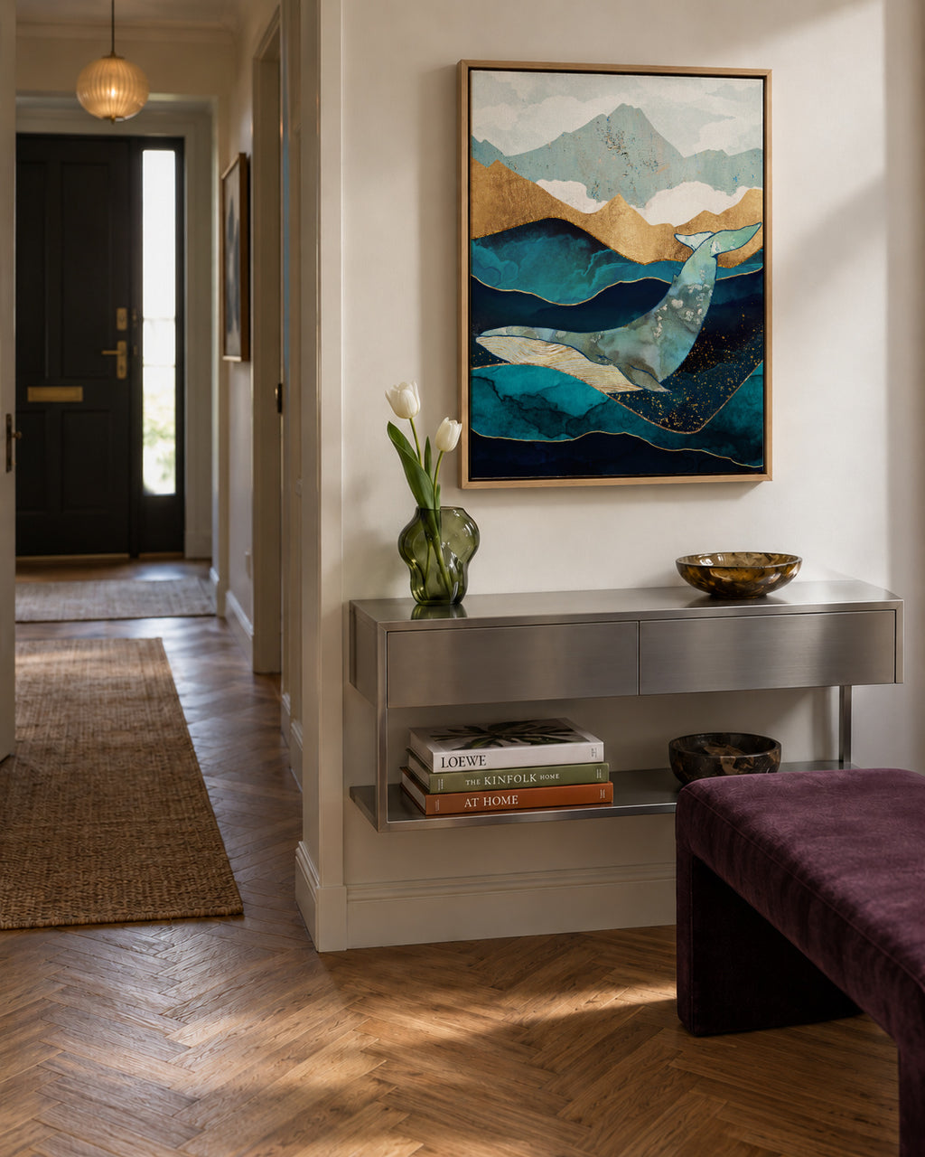 Blue Whale - Framed canvas in an interior