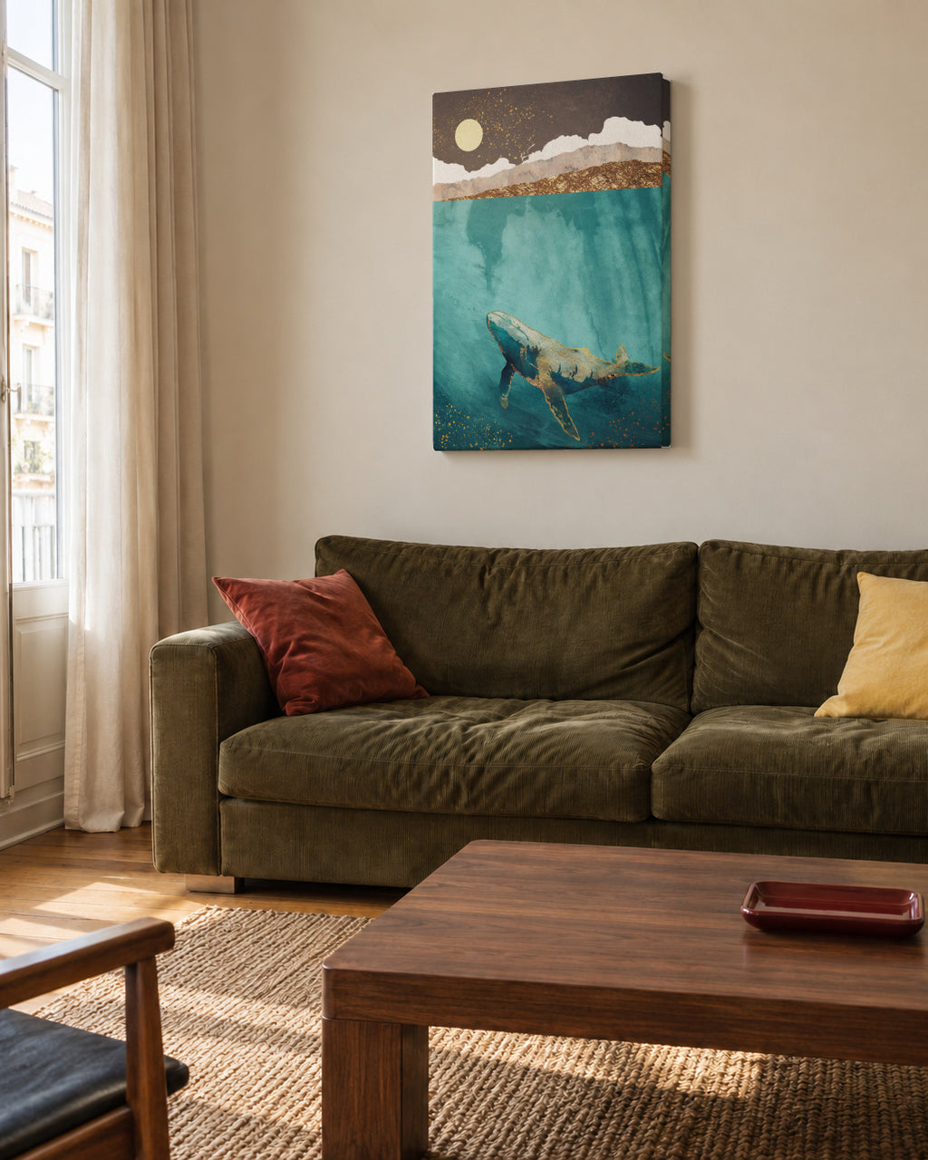 Light Beneath - Unframed canvas in an interior