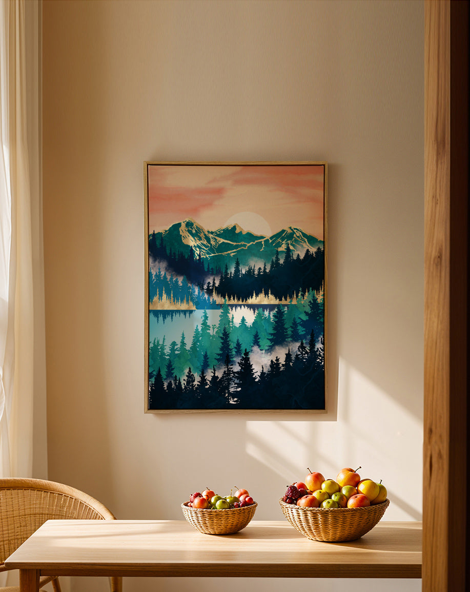 Lake Mist - Framed canvas in an interior