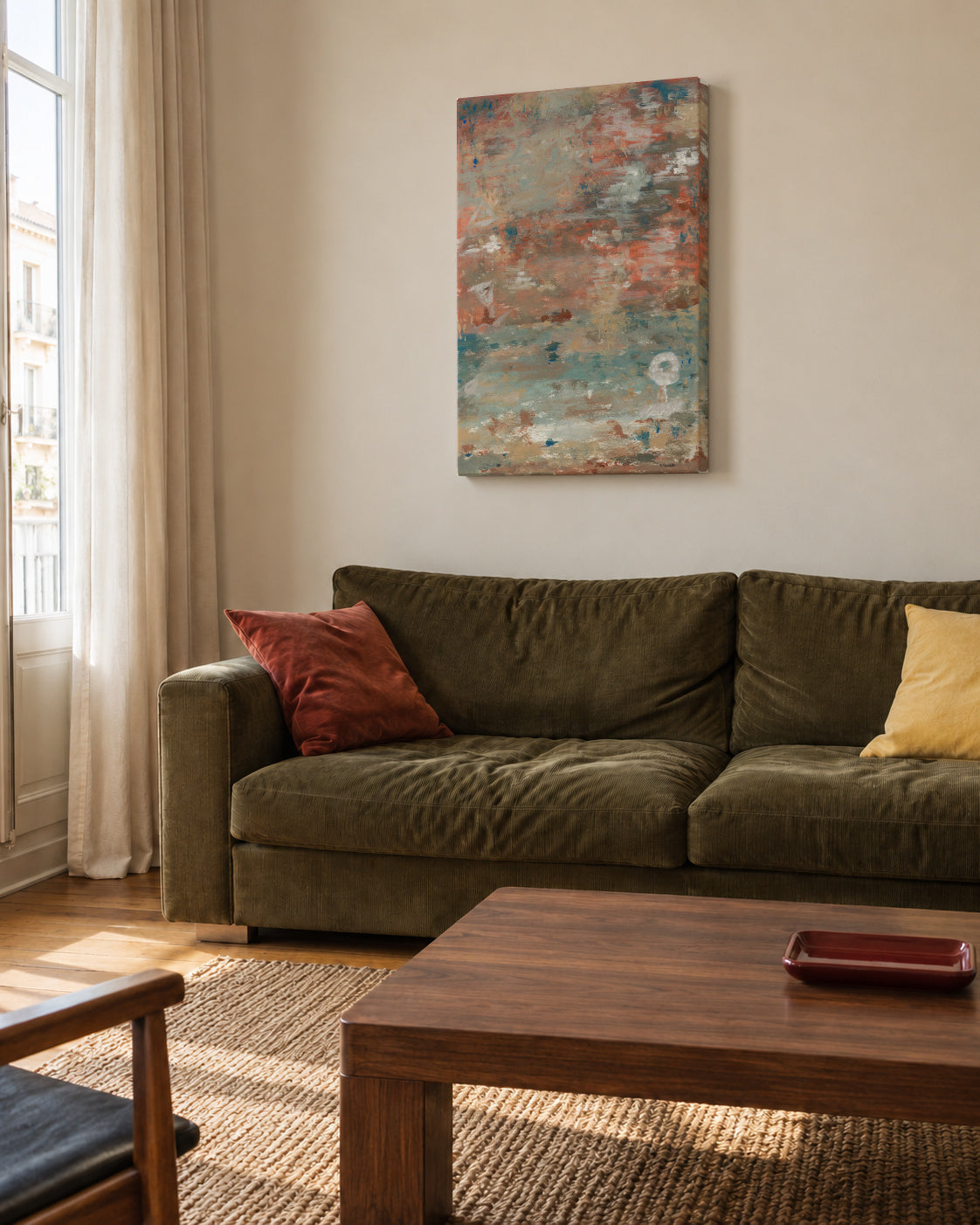 Mar y tierra - Unframed canvas in an interior