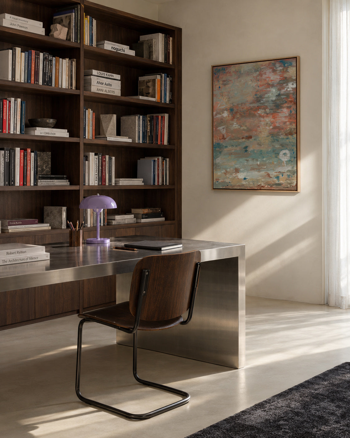 Mar y tierra - Framed canvas in an interior