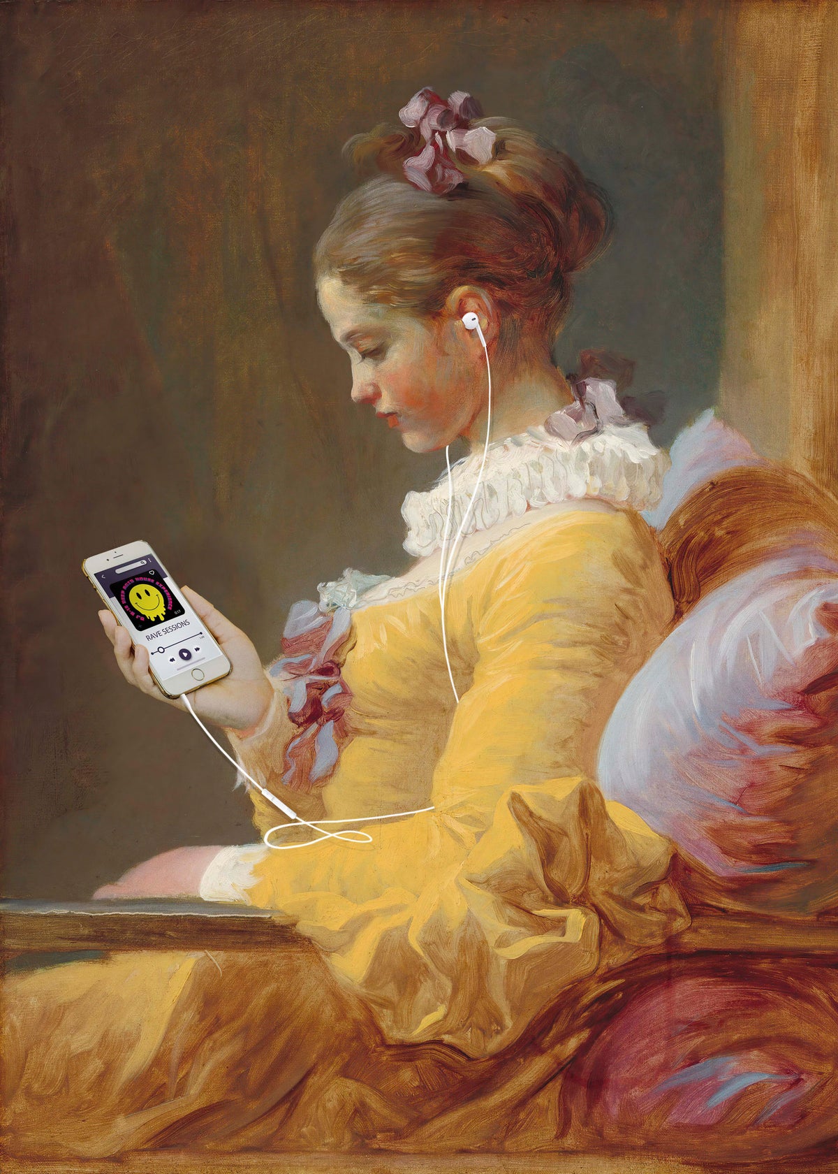 Listening a new track - Unframed art print