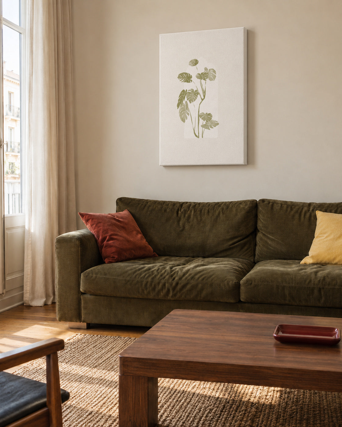 Tropical Window VI - Unframed canvas in an interior