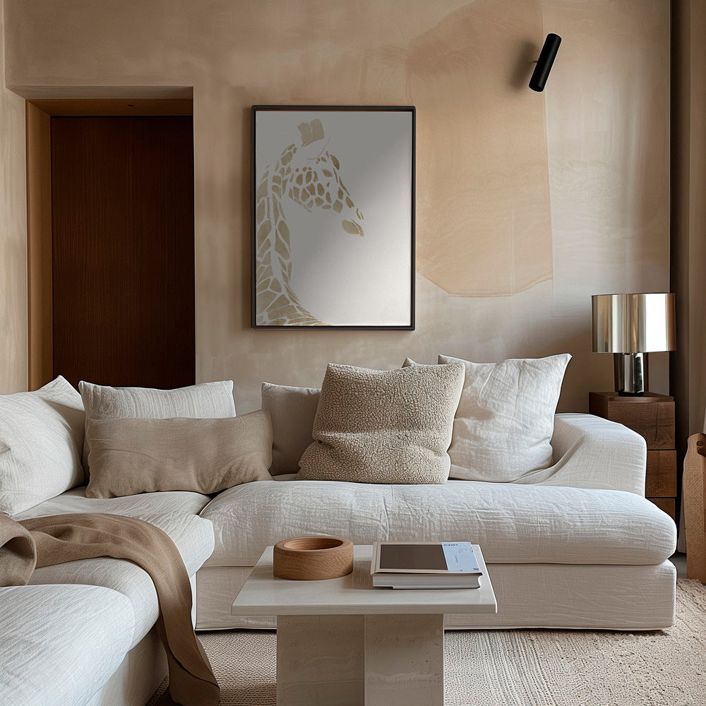 Cuadro jirafa beige perfil – Canvas1