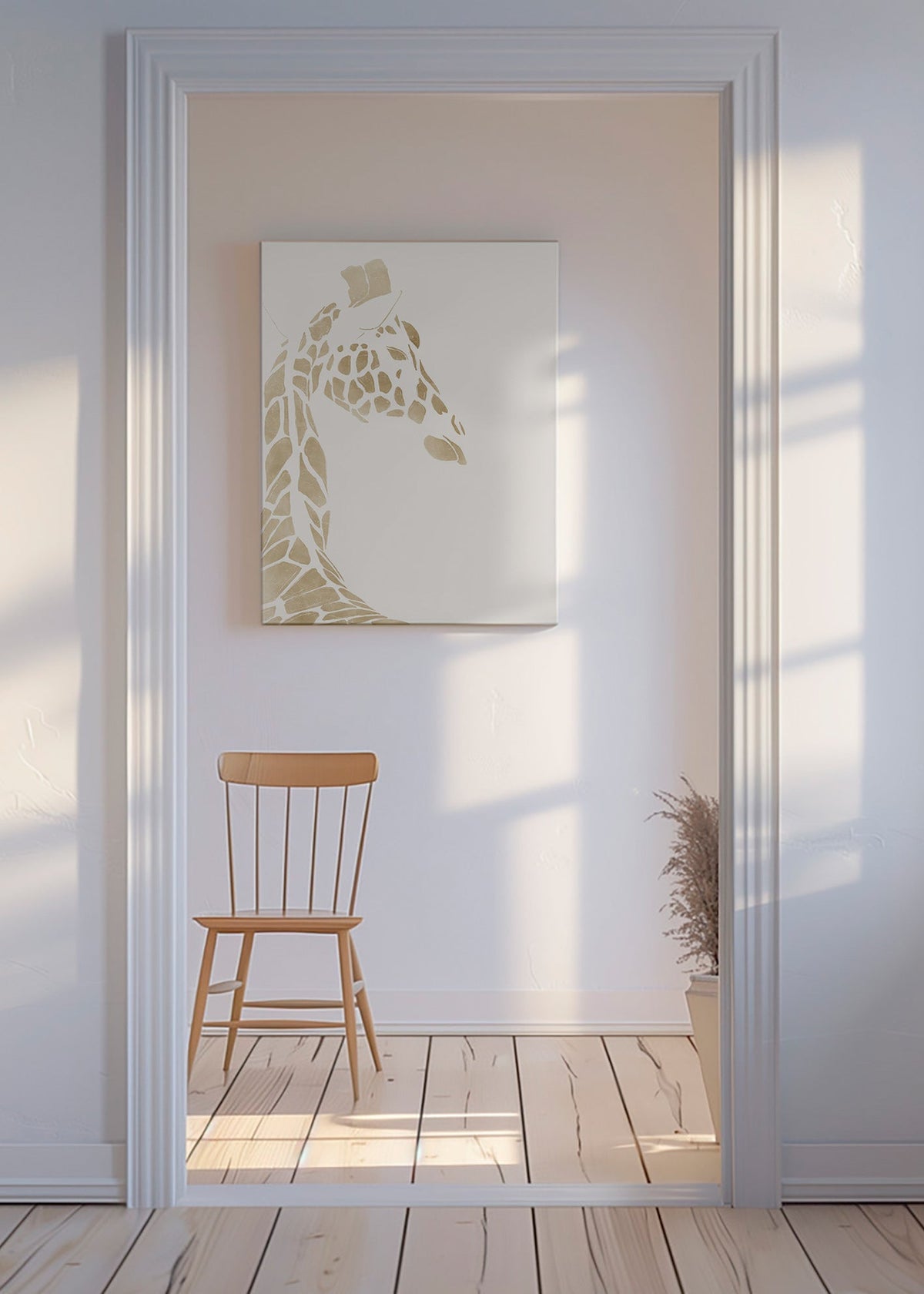 Cuadro jirafa beige perfil – Canvas