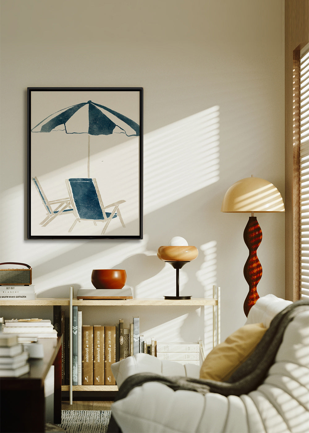 Cuadro de paisaje con sombrilla y hamacas – Canvas2
