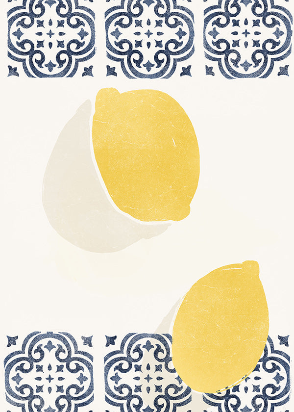 Cuadro de cocina con limones y azulejos