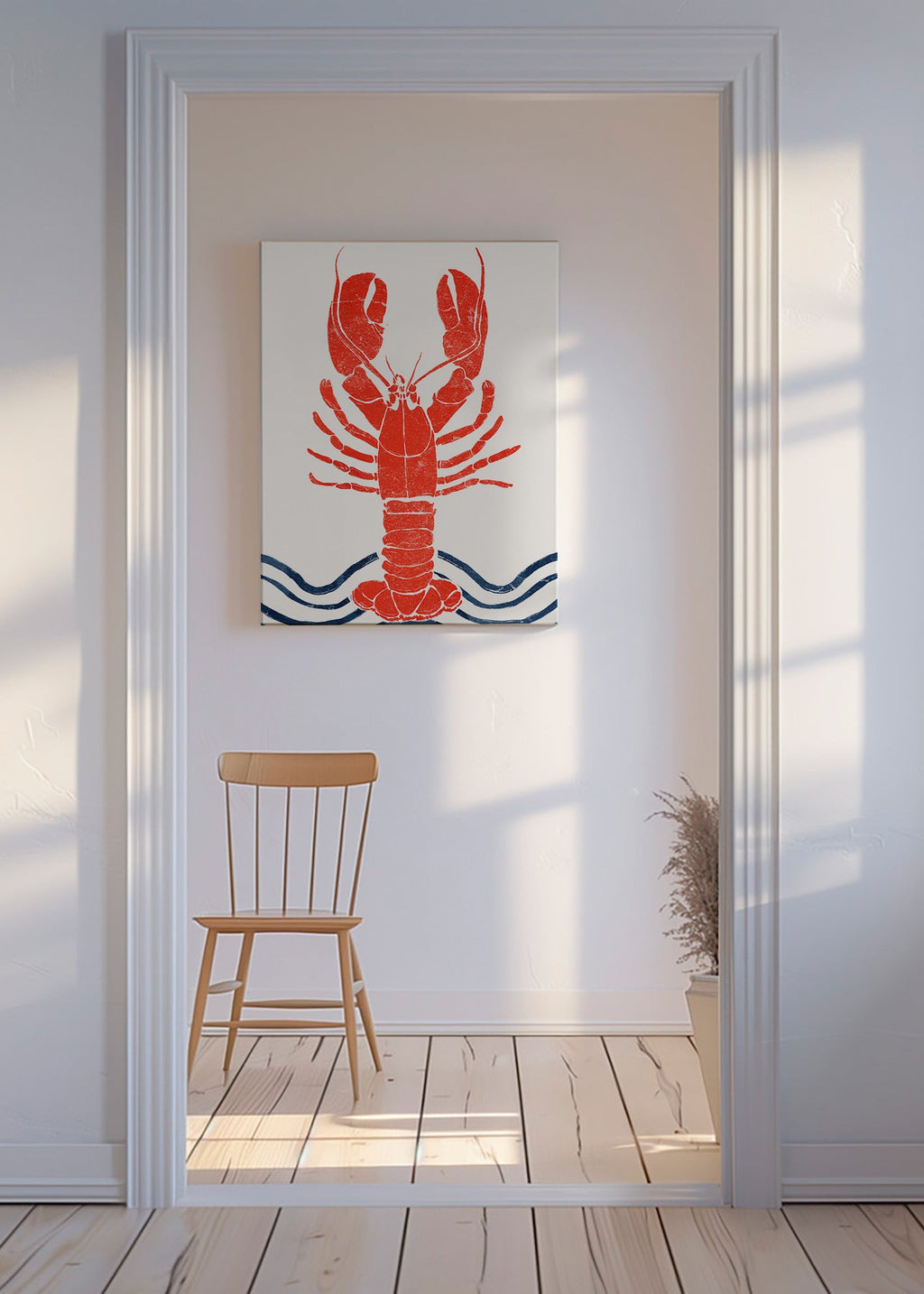 Cuadro de cocina: langosta roja estilo grabado – Canvas