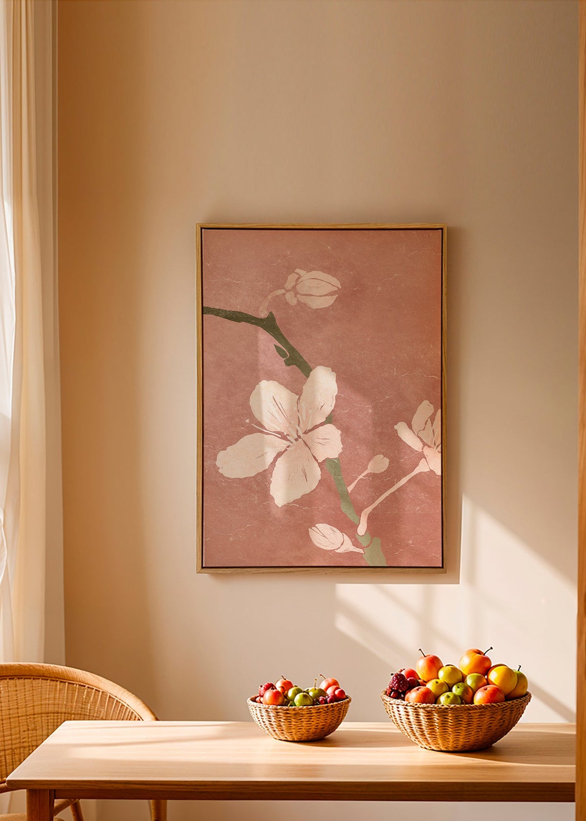 Lámina botánica rosa con flor en primer plano – Canvas2