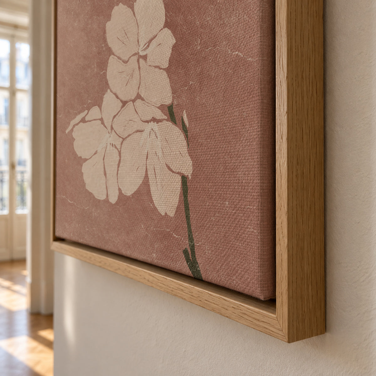 Pink Blossom III - Framed canvas detail