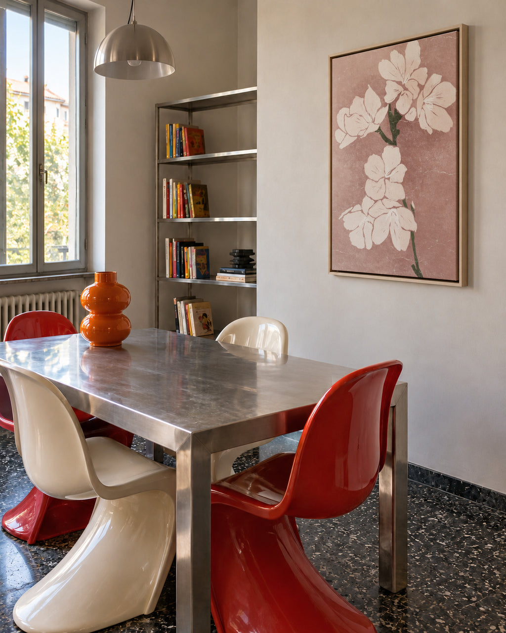 Pink Blossom III - Framed canvas in an interior