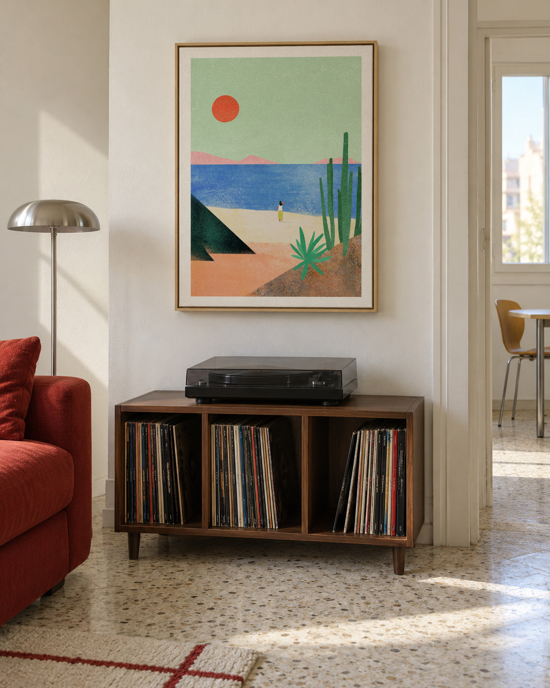 Beach Girl II - Framed canvas in an interior