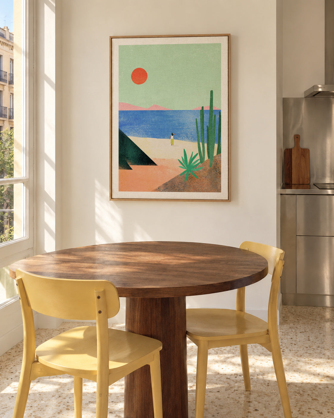 Beach Girl II - Framed canvas in an interior