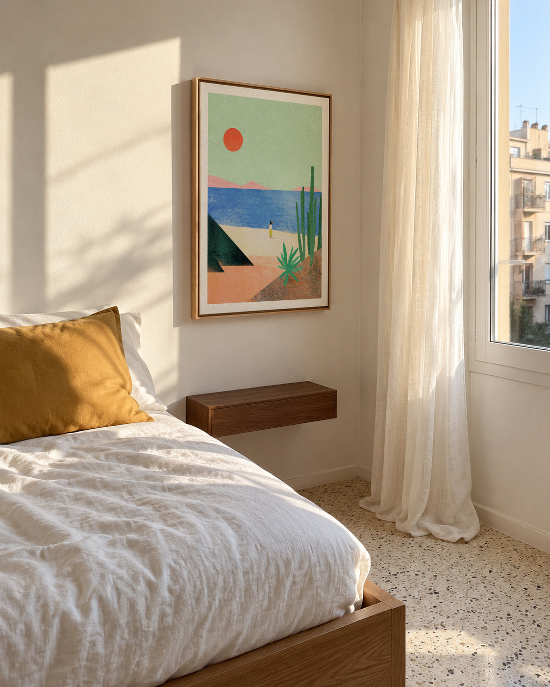 Beach Girl II - Framed canvas in an interior