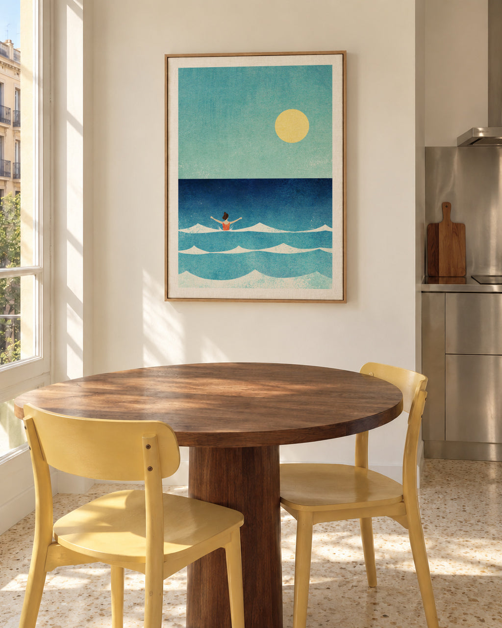 Sea Swim II - Framed canvas in an interior