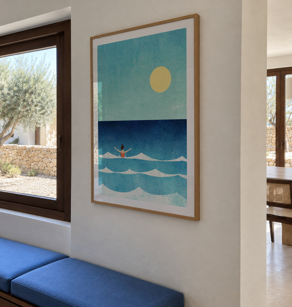 Sea Swim II - Framed poster in an interior