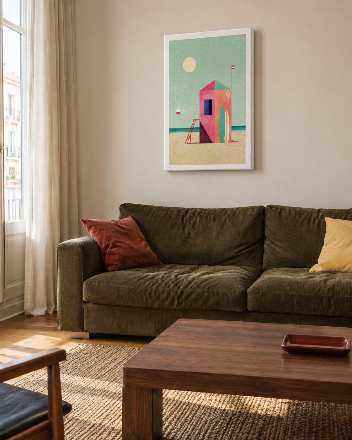Surf Hut - Unframed canvas in an interior