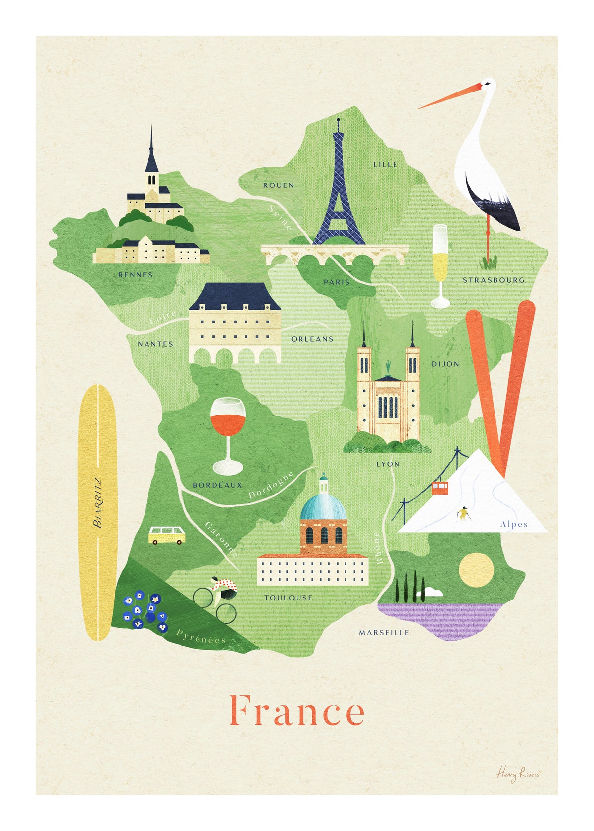 France Map - Unframed art print