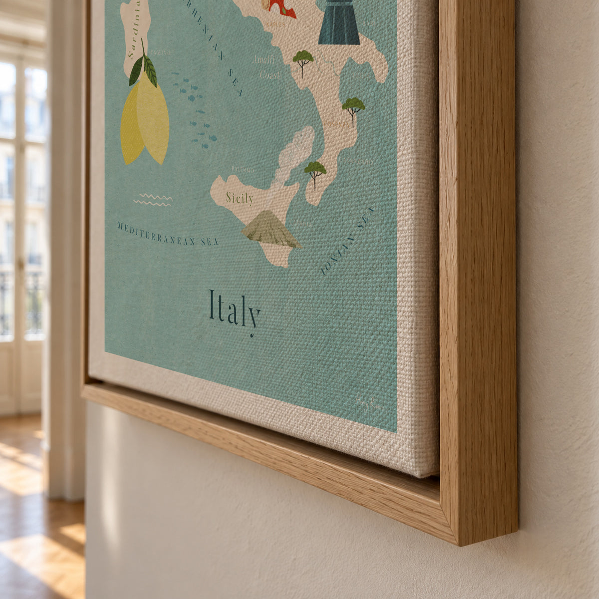 Italy Map - Framed canvas detail