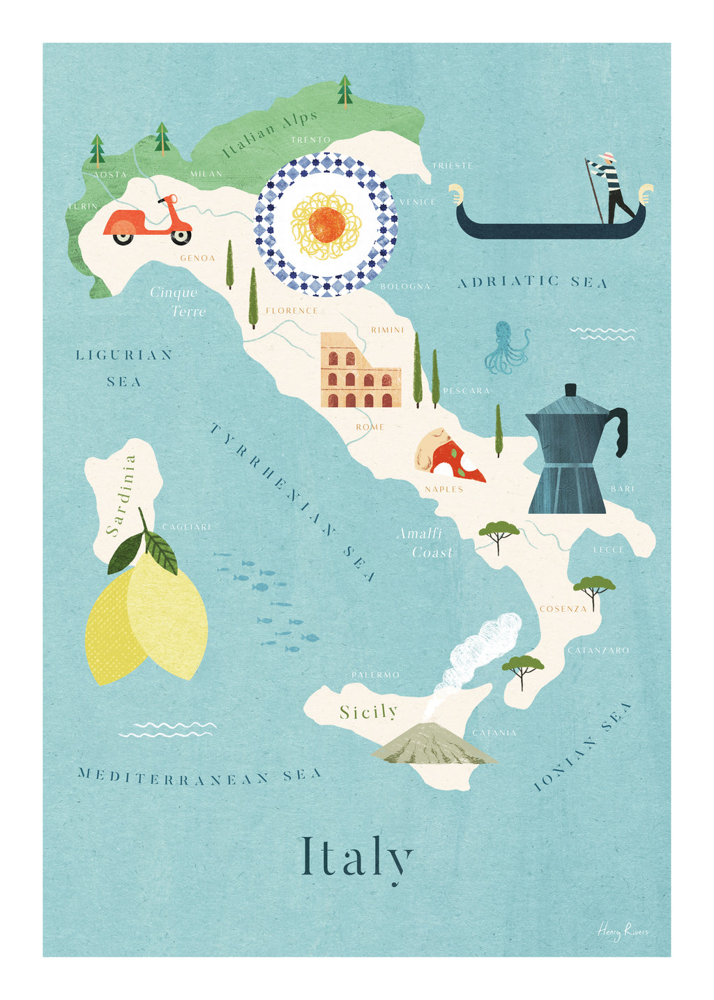 Italy Map - Unframed art print