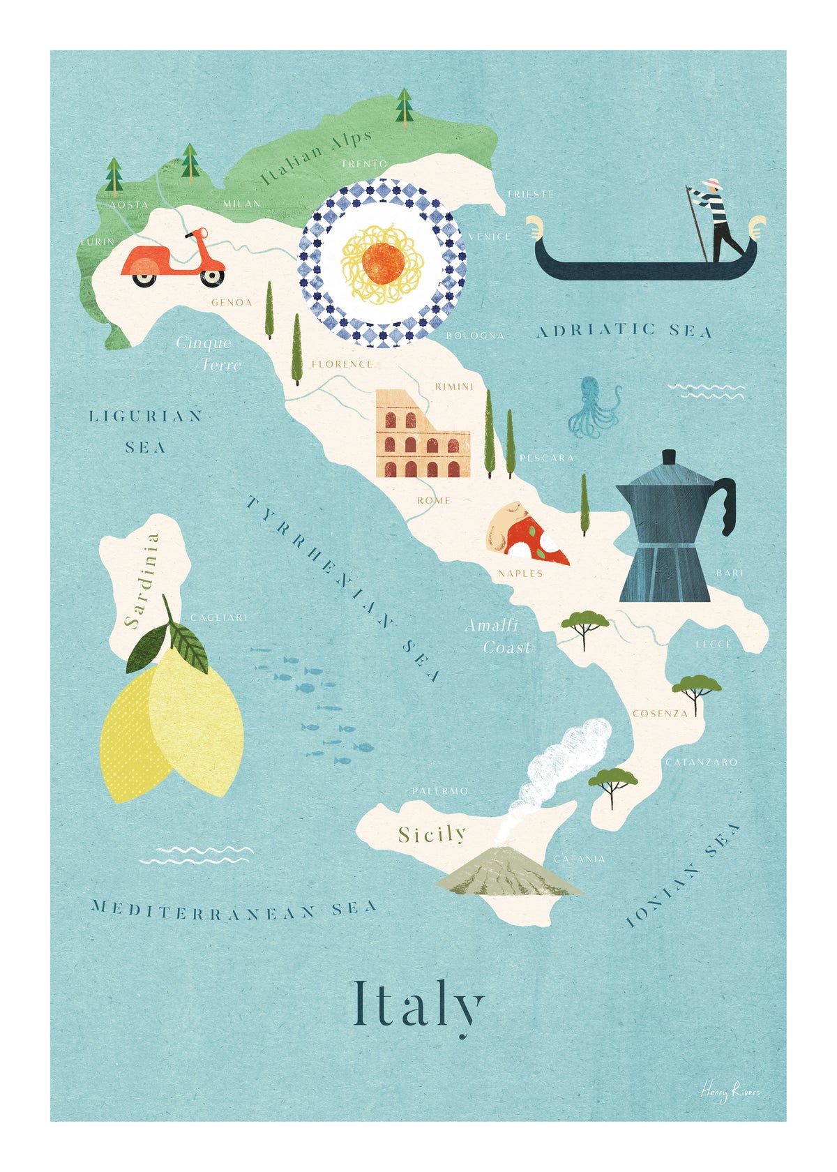 Italy Map - Unframed art print