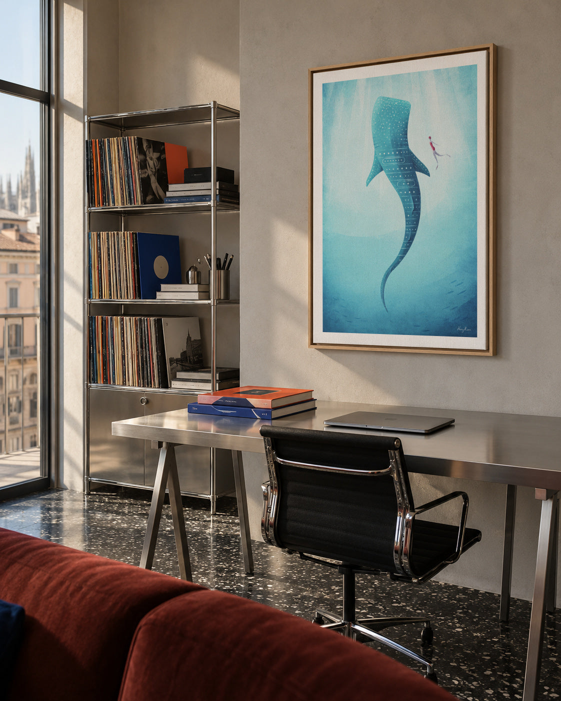 Whale Shark - Framed canvas in an interior