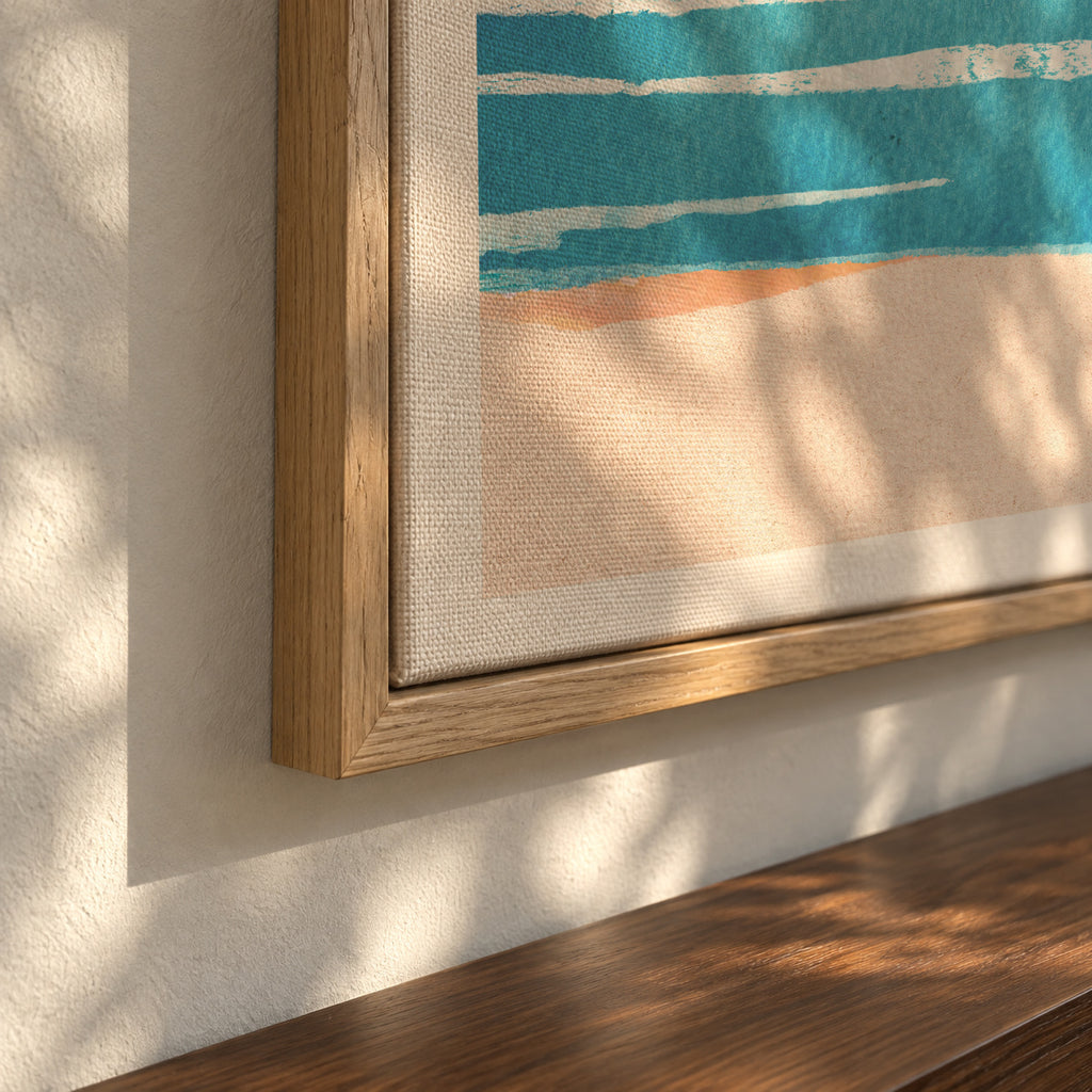 Ocean sunset- minimalist painting - Framed canvas detail