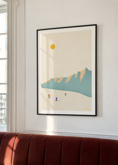 Happy skiers - Poster en ambiente