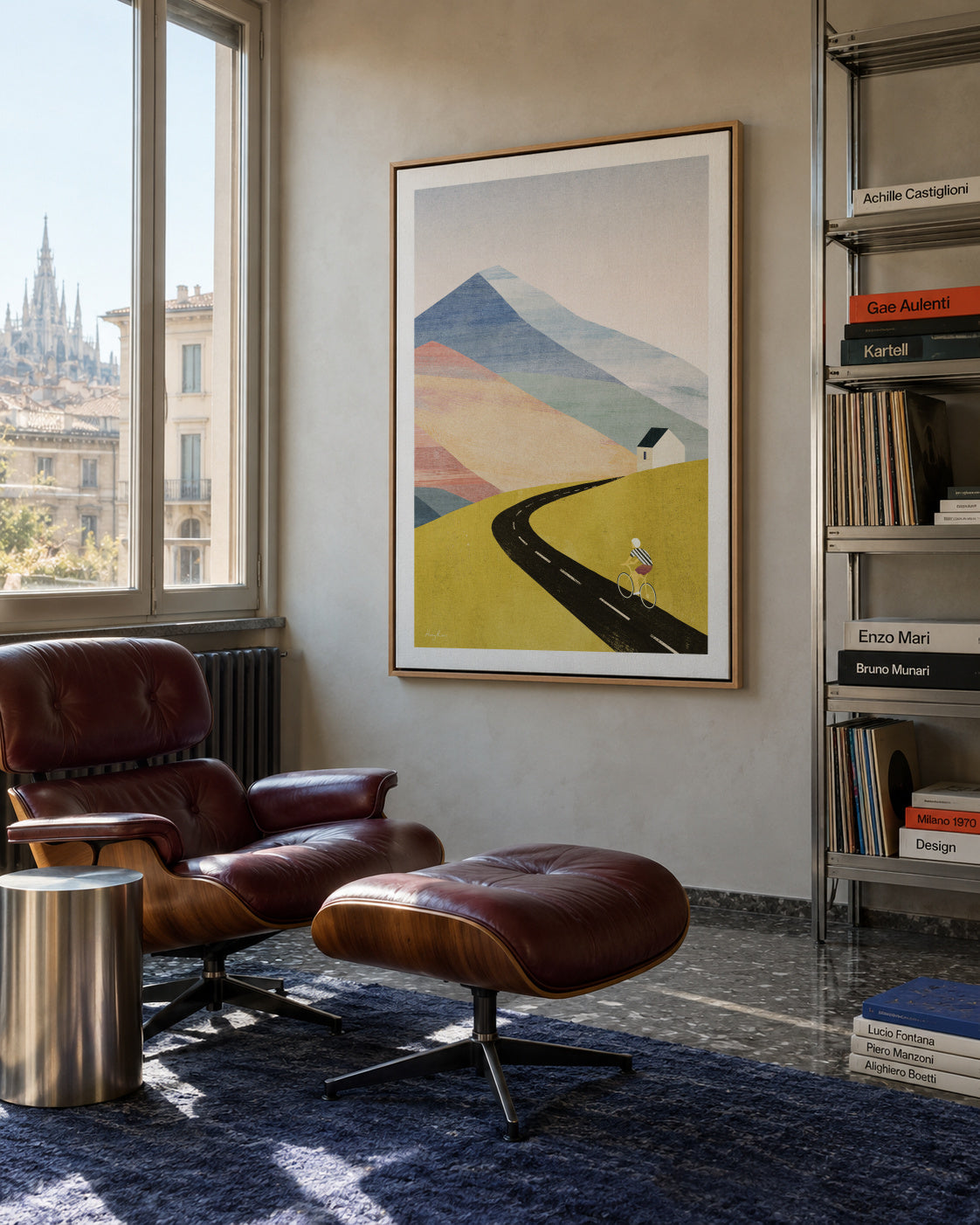 Cycling in the mountains - Framed canvas in an interior