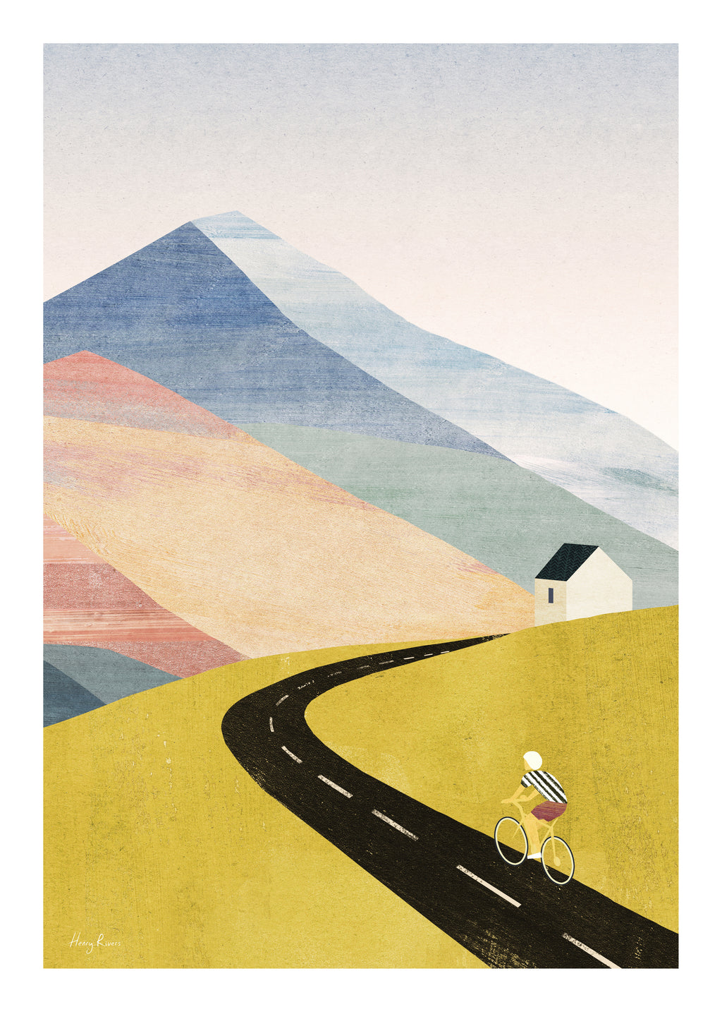 Cycling in the mountains - Unframed art print
